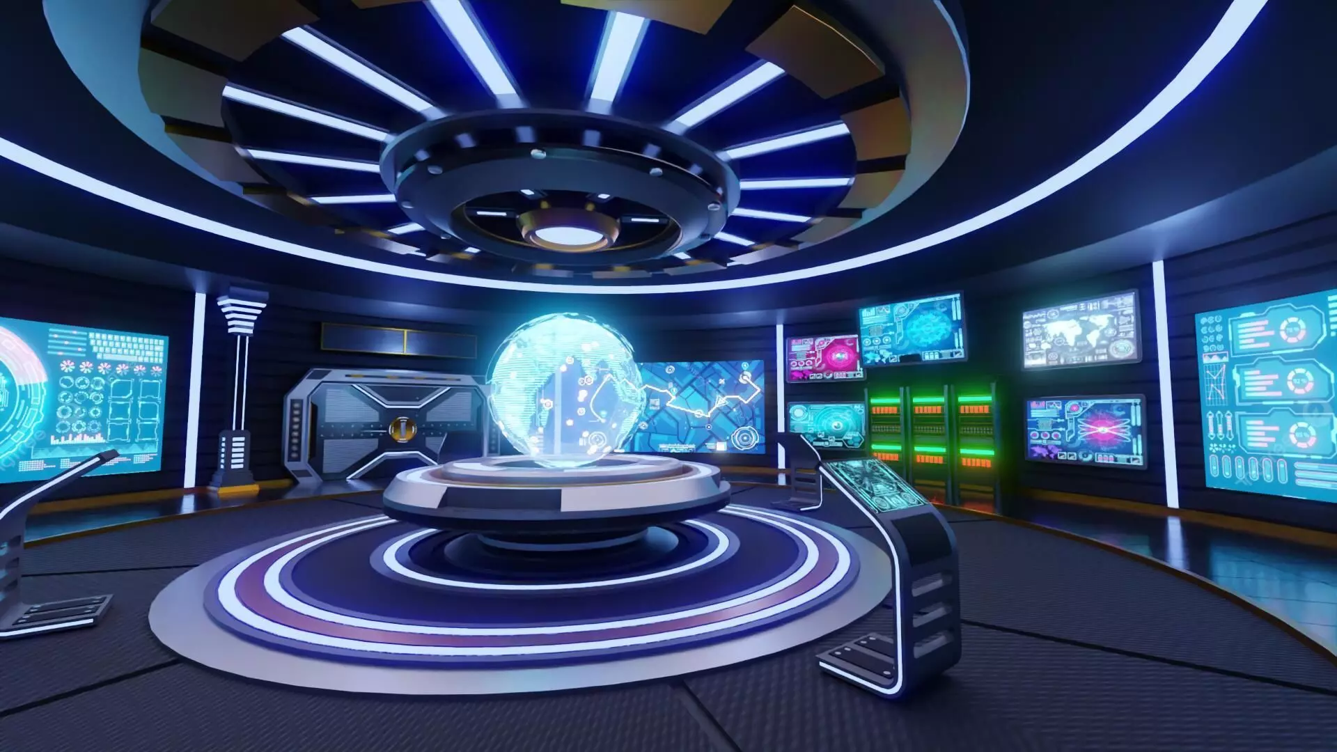 Sci-Fi Command Room Interior With 25 Sci-Fi Music Tracks Low-poly 3D model_10