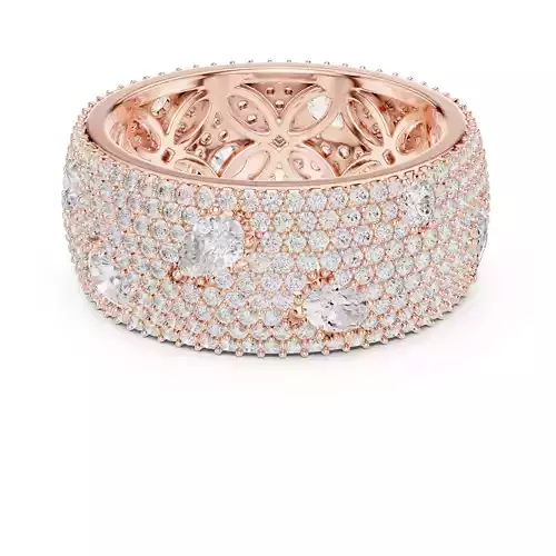 Emerald Pear Oval Round Diamond Wide Wedding Band 3DM STL Video