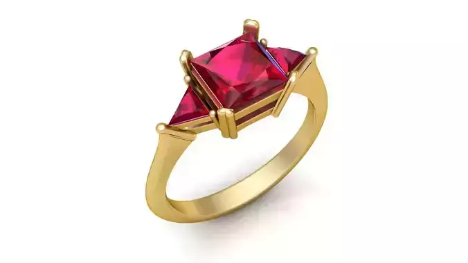 Luxurious Gold Ring with Oval Ruby and Diamond Halo Accent 3D model