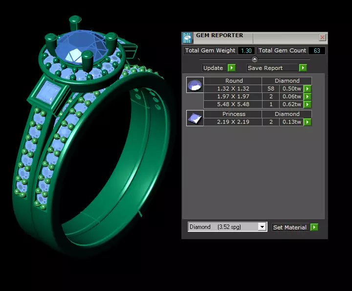 Luxury Dual-Tone Gemstone Wedding Rings 3D model 3D print model_7