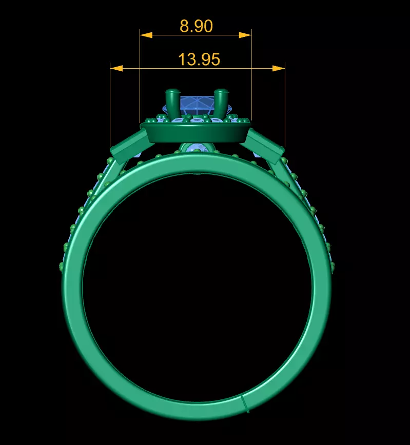 Luxury Dual-Tone Gemstone Wedding Rings 3D model 3D print model_6