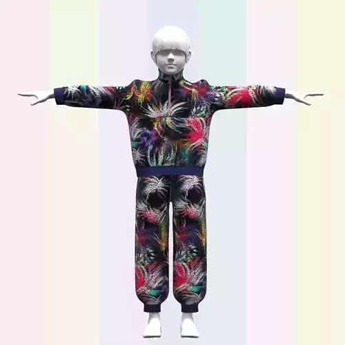 Girls Sweat Set 3d clothing Rigged Model Low-poly 3D model