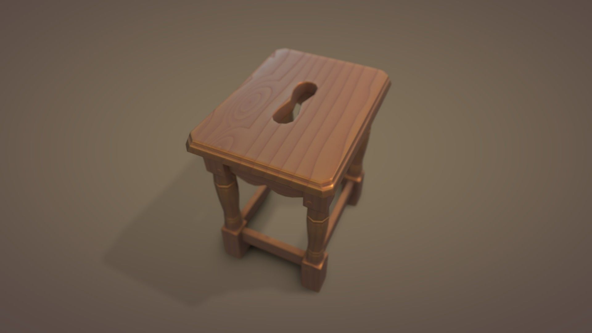 Game ready Stool wooden Low-poly 3D model_6