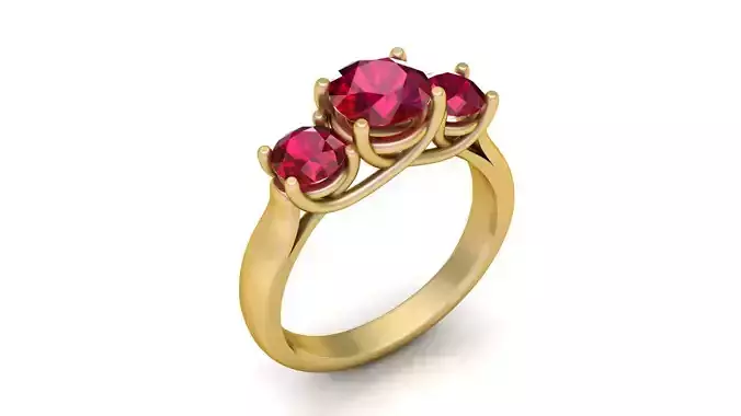 Luxurious Gold Ring with  Ruby and Diamond  3D print model