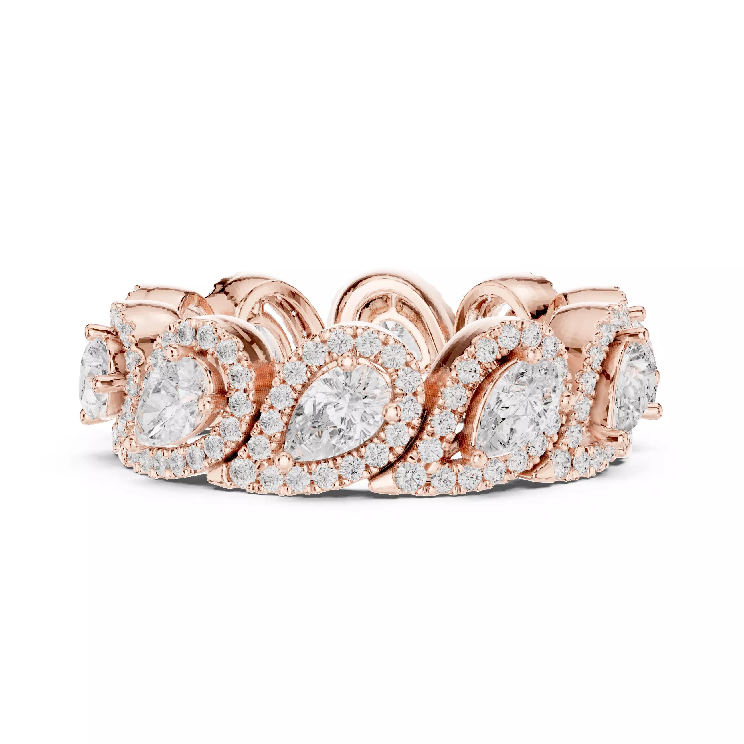 Pear Cut Halo Full Eternity Stacking Wedding band 3DM STL Video 3D print model