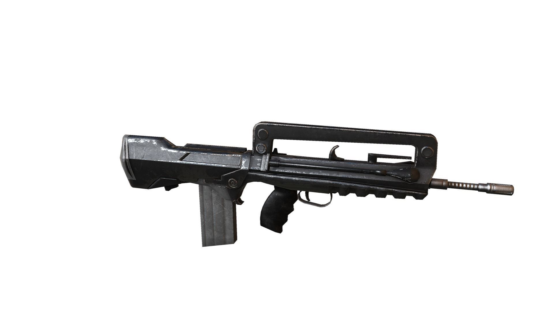 famas gun with handle Low-poly 3D model_2