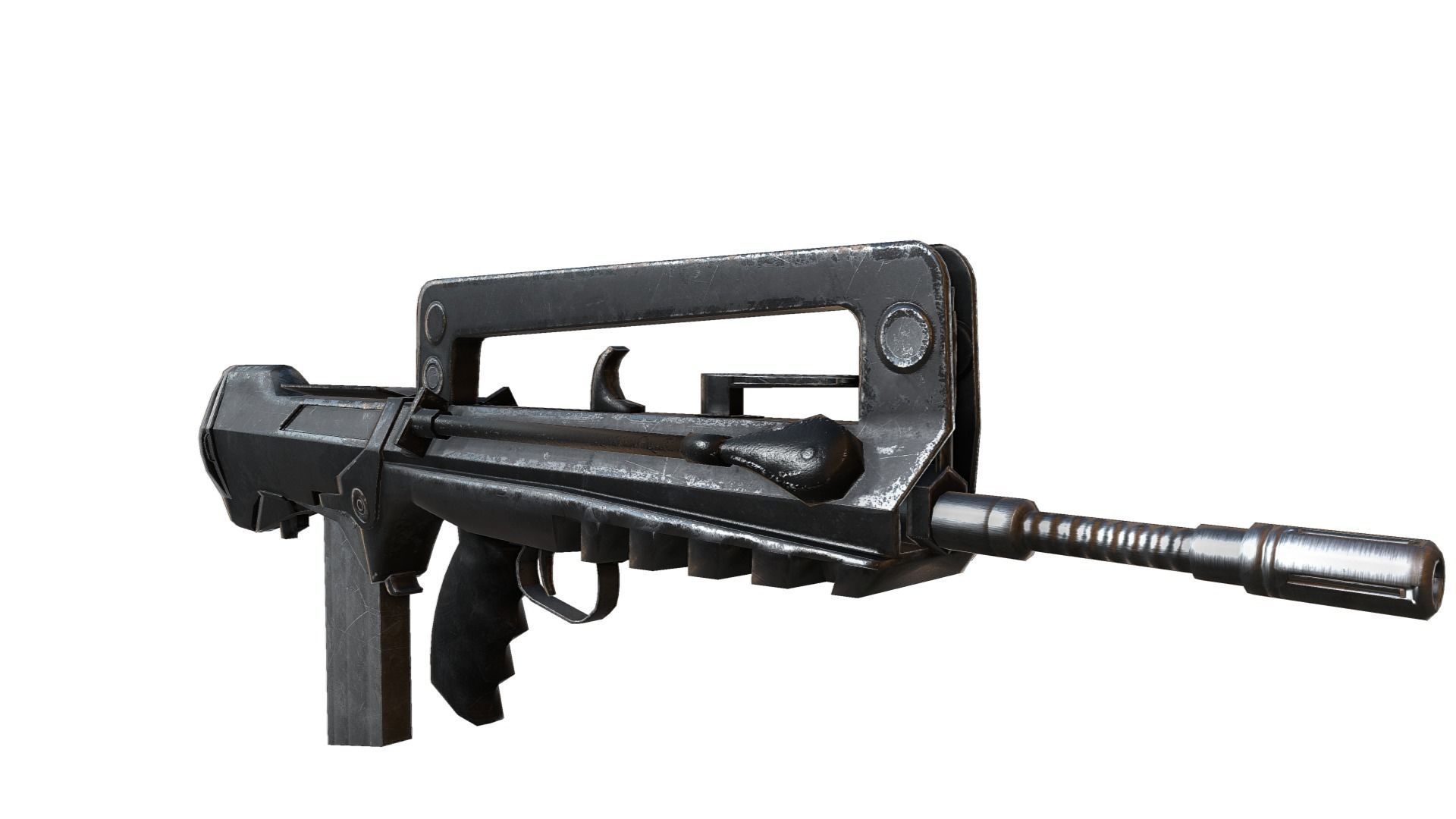 famas gun with handle Low-poly 3D model_1
