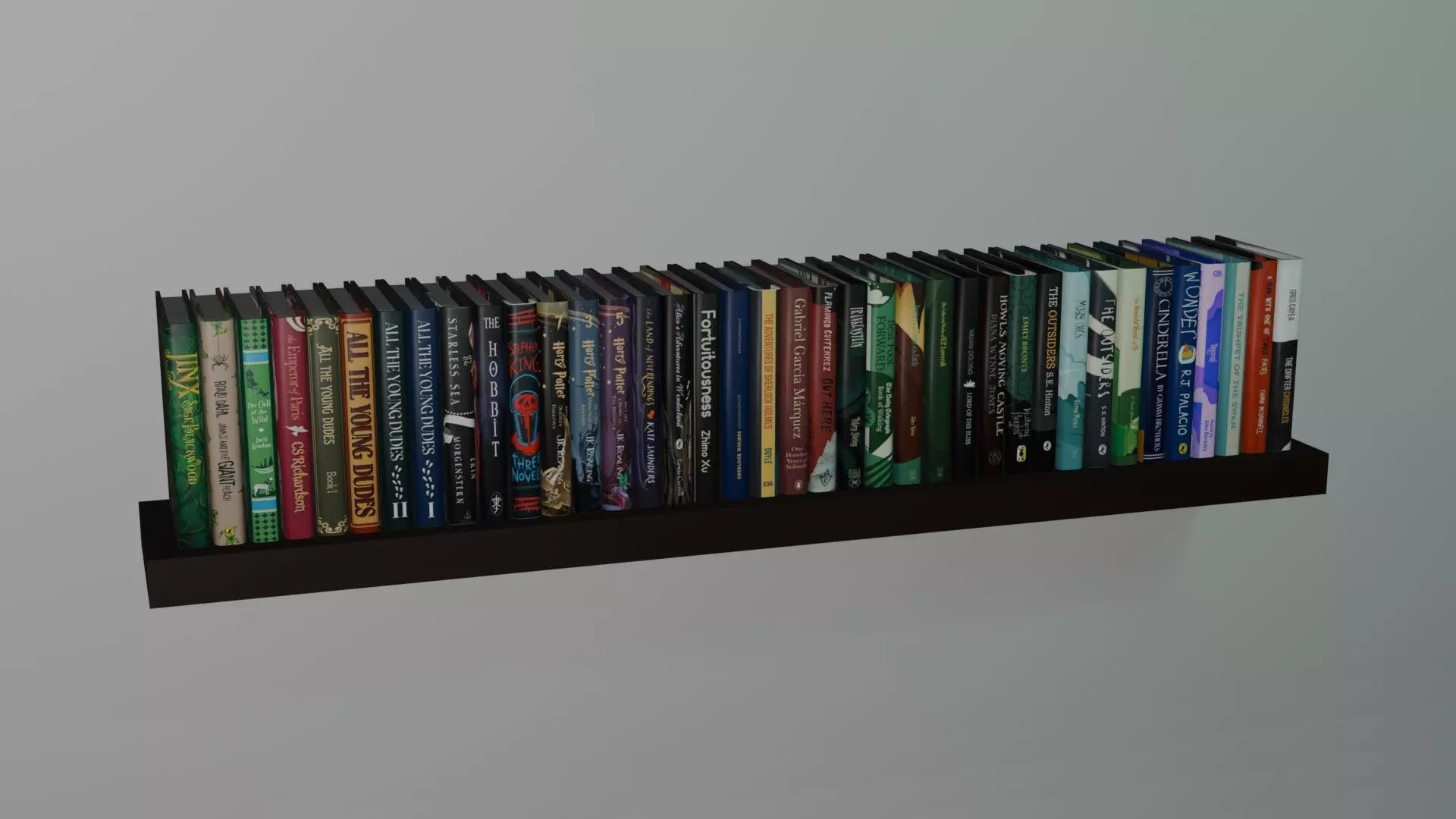 3D Bookshelf Complete Block of Modern Books 3D model