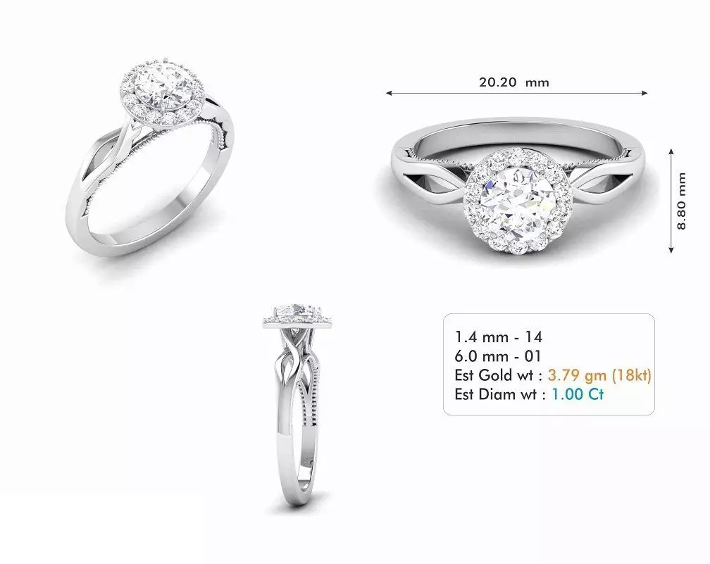 Diamond Wedding Ring 205 3D print model