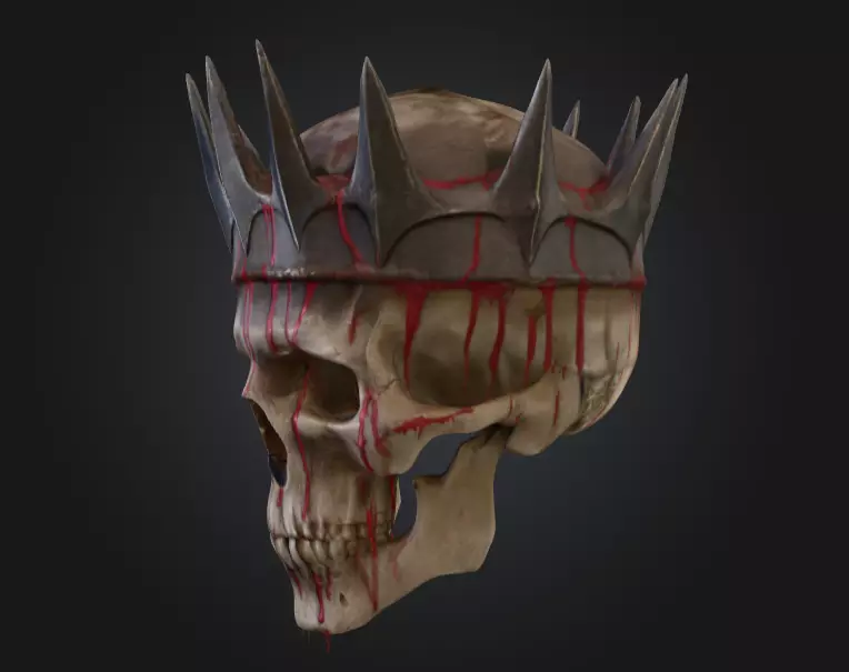 Crowned Skull Helmet with Blood Tears Low-poly 3D model_6