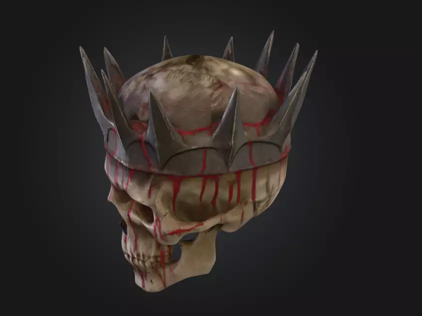 Crowned Skull Helmet with Blood Tears Low-poly 3D model_9