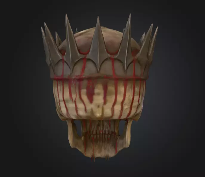 Crowned Skull Helmet with Blood Tears Low-poly 3D model_4