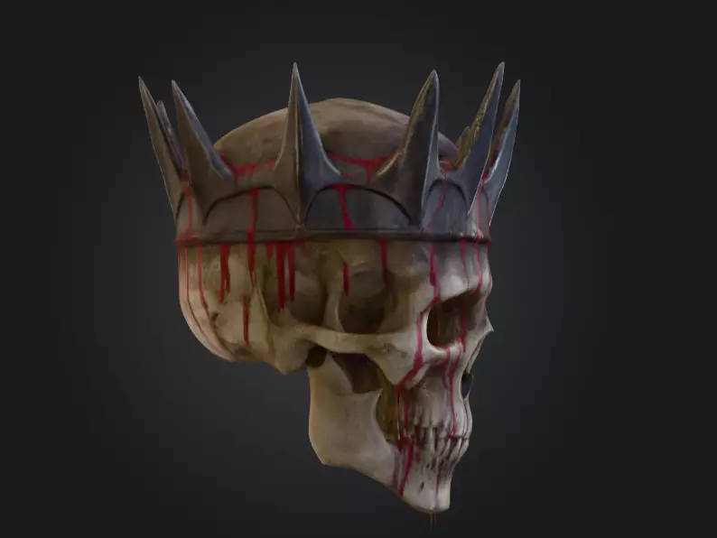 Crowned Skull Helmet with Blood Tears Low-poly 3D model_2