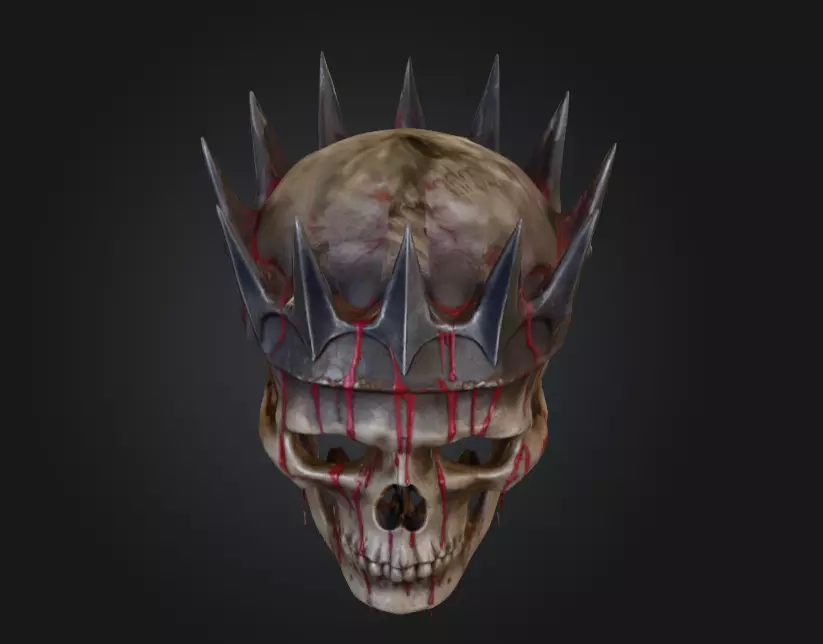 Crowned Skull Helmet with Blood Tears Low-poly 3D model_7