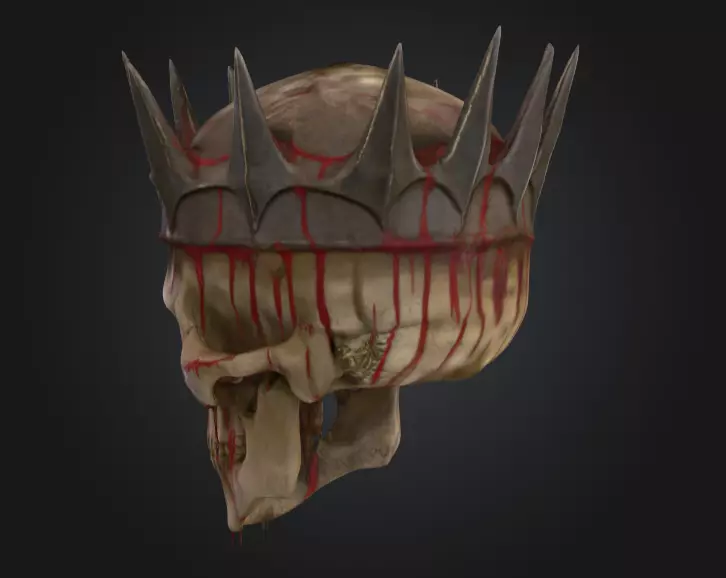 Crowned Skull Helmet with Blood Tears Low-poly 3D model_5