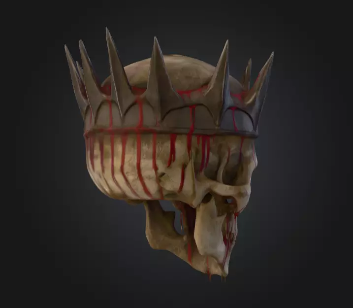 Crowned Skull Helmet with Blood Tears Low-poly 3D model_3
