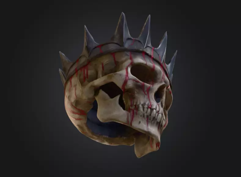 Crowned Skull Helmet with Blood Tears Low-poly 3D model_13