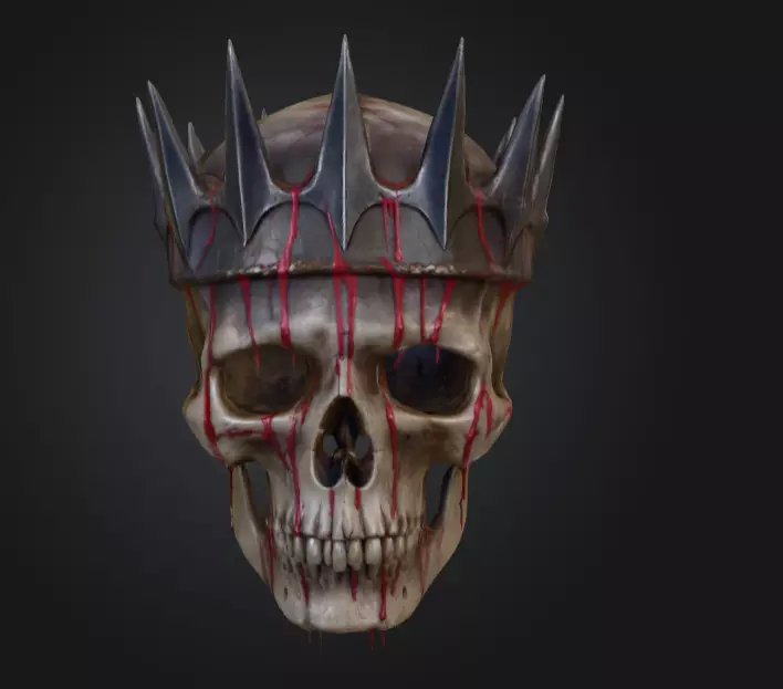 Crowned Skull Helmet with Blood Tears Low-poly 3D model_0
