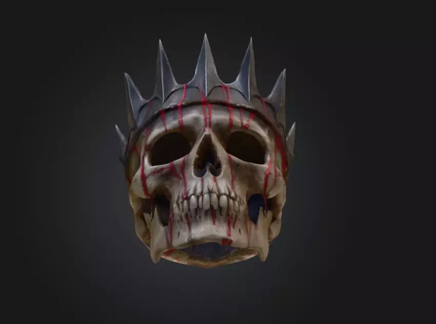 Crowned Skull Helmet with Blood Tears Low-poly 3D model_11