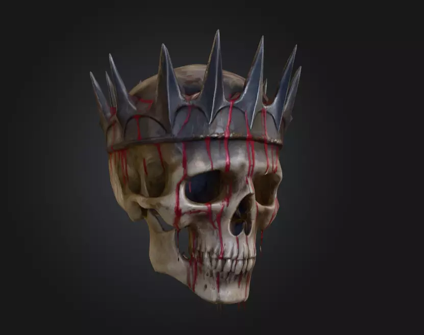 Crowned Skull Helmet with Blood Tears Low-poly 3D model_1