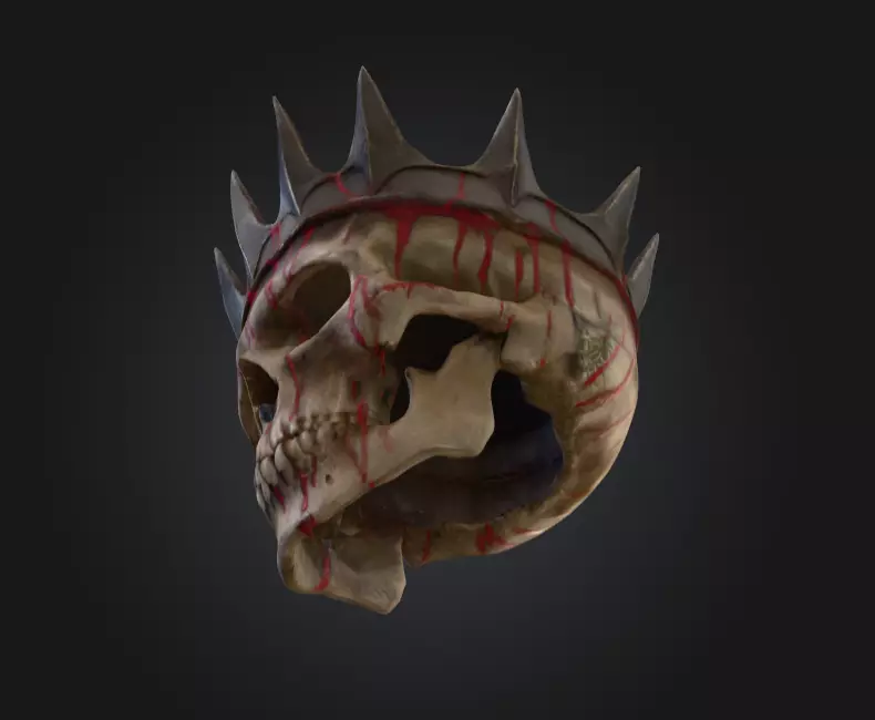 Crowned Skull Helmet with Blood Tears Low-poly 3D model_12
