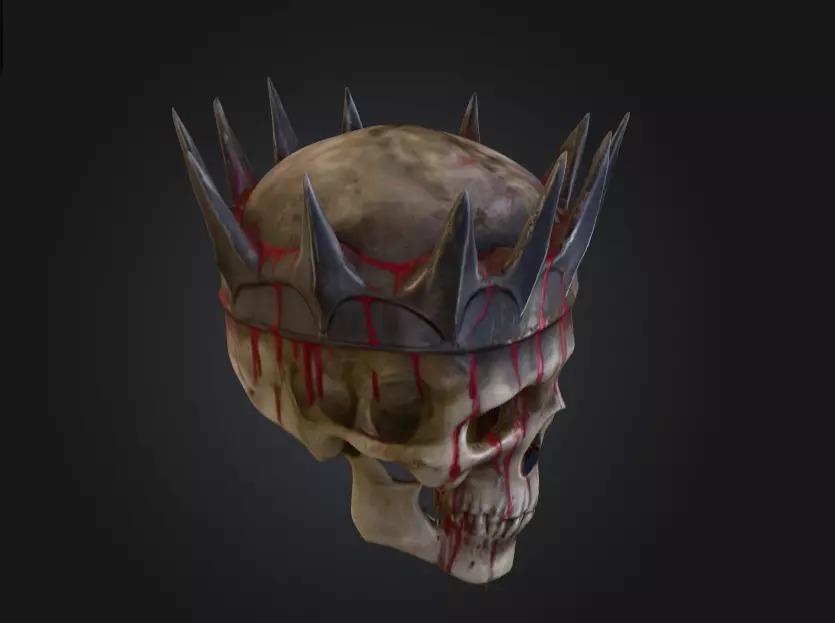 Crowned Skull Helmet with Blood Tears Low-poly 3D model_8