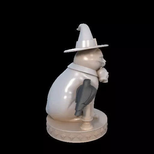 2084Witch Cat Composition Skull Raven Candleholder 3D print model_34