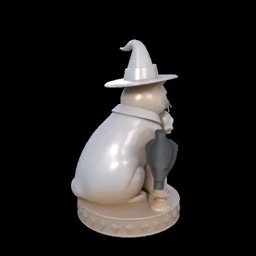 2084Witch Cat Composition Skull Raven Candleholder 3D print model_8