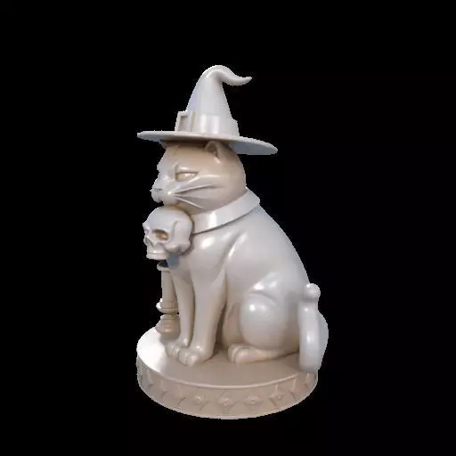 2084Witch Cat Composition Skull Raven Candleholder 3D print model_25