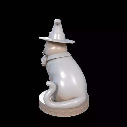 2084Witch Cat Composition Skull Raven Candleholder 3D print model_19