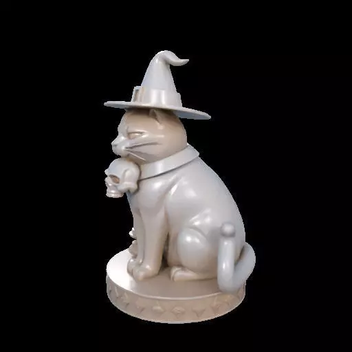 2084Witch Cat Composition Skull Raven Candleholder 3D print model_24