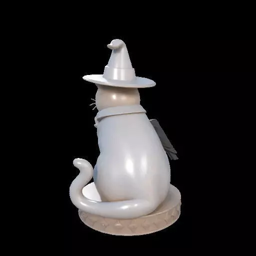 2084Witch Cat Composition Skull Raven Candleholder 3D print model_16