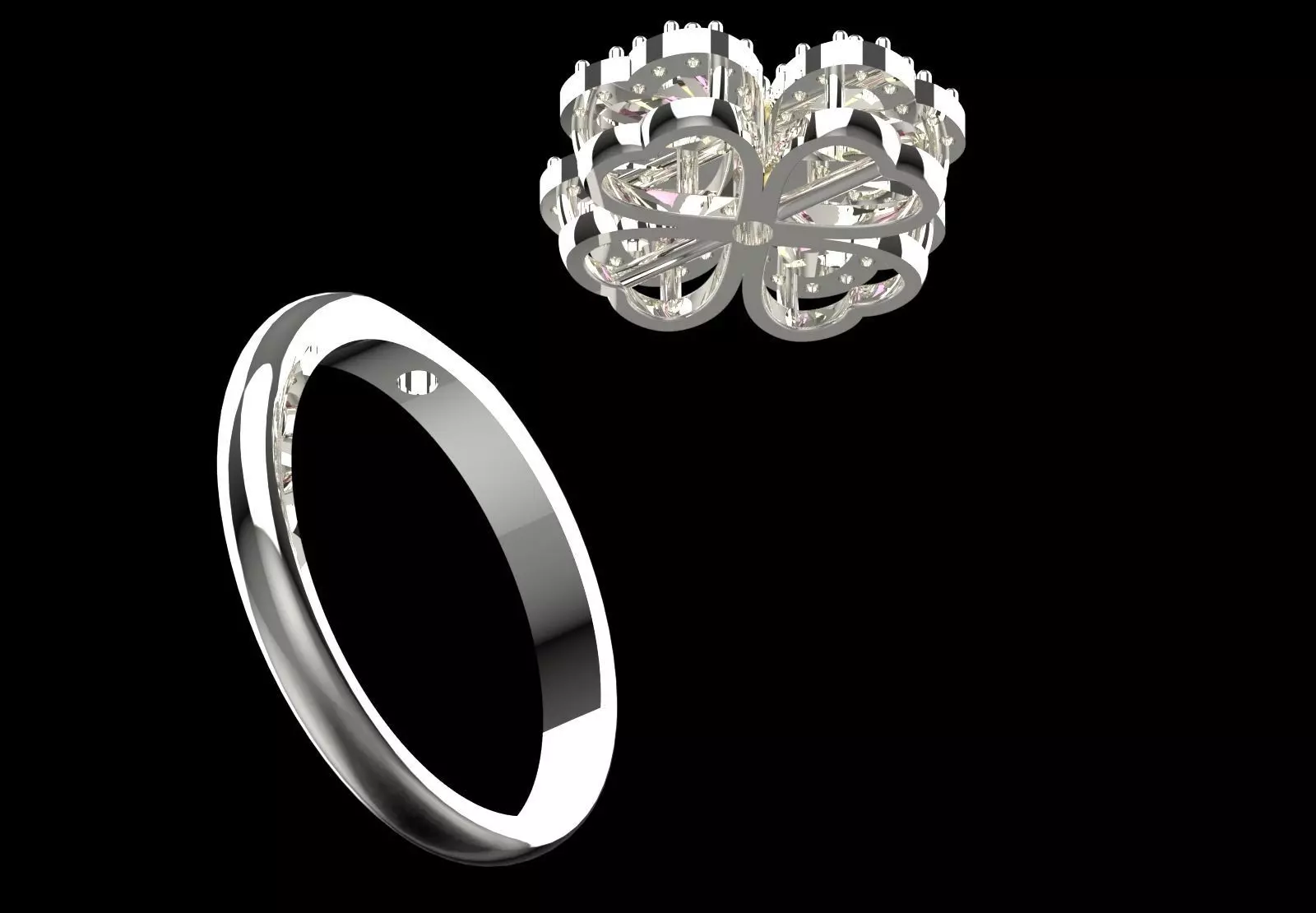 Rose Gold 3dm Ring Flower Design Diamonds and Ruby Model jr00211 3D print model_17