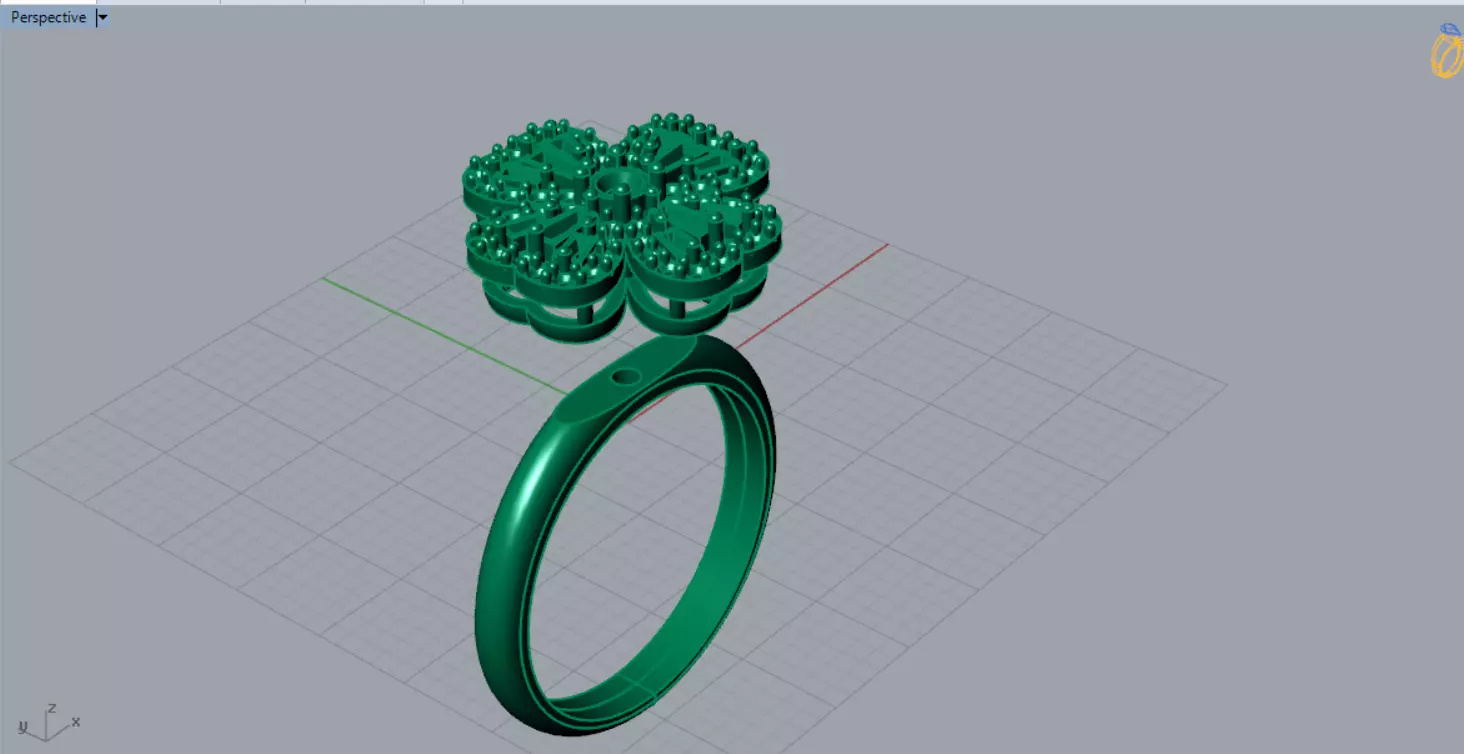 Rose Gold 3dm Ring Flower Design Diamonds and Ruby Model jr00211 3D print model_6