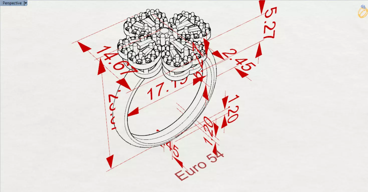 Rose Gold 3dm Ring Flower Design Diamonds and Ruby Model jr00211 3D print model_23