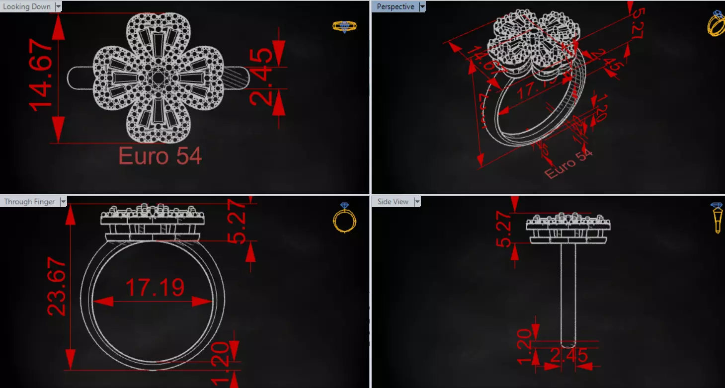 Rose Gold 3dm Ring Flower Design Diamonds and Ruby Model jr00211 3D print model_21