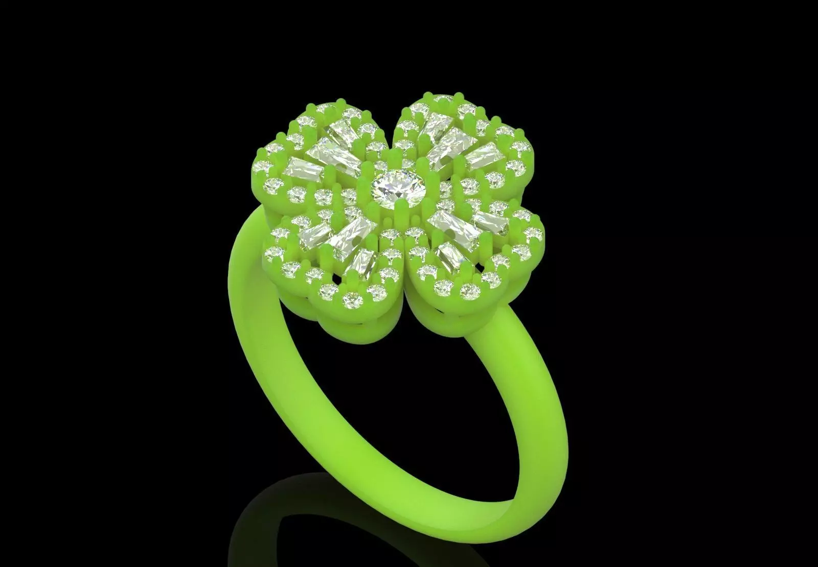 Rose Gold 3dm Ring Flower Design Diamonds and Ruby Model jr00211 3D print model_27