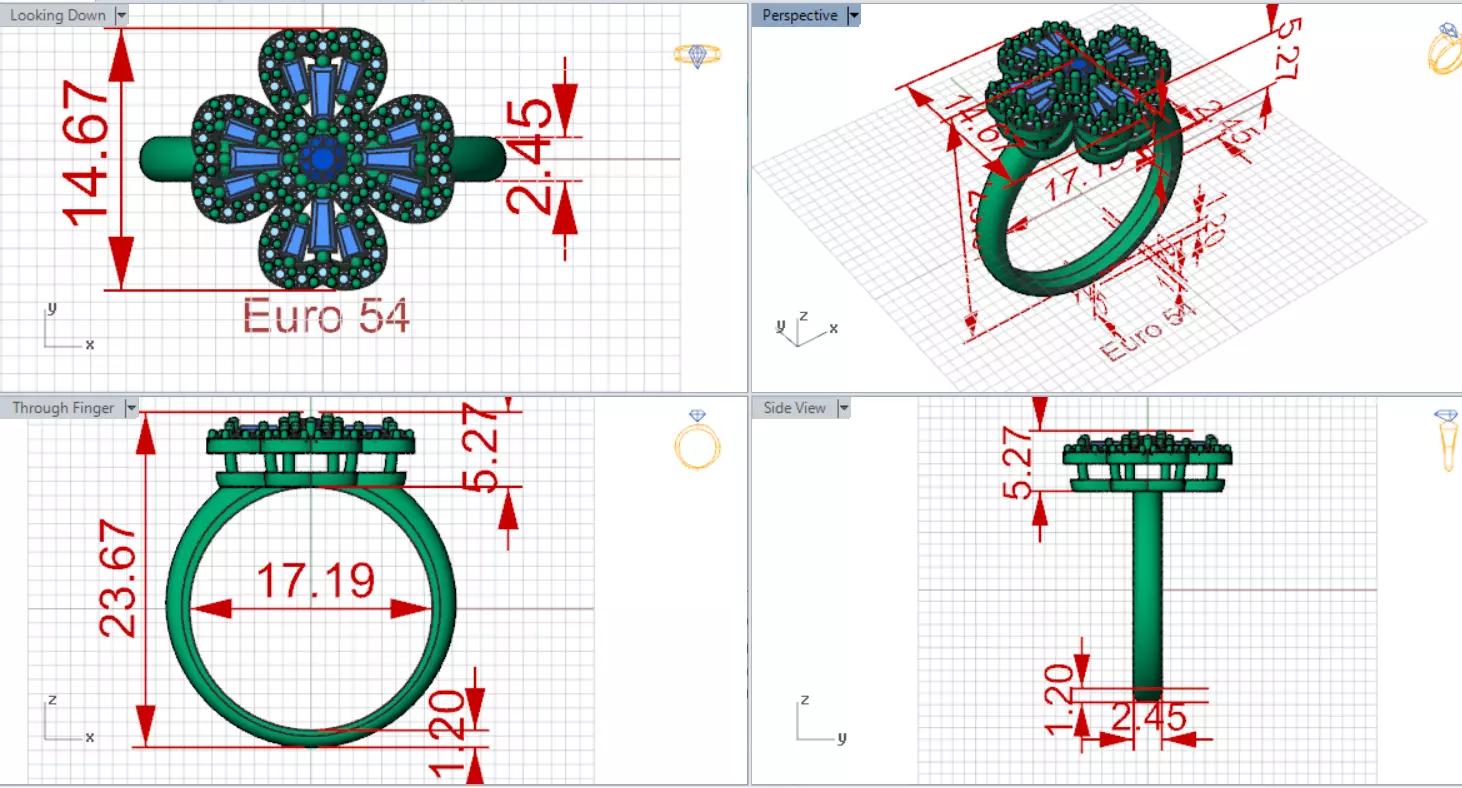 Rose Gold 3dm Ring Flower Design Diamonds and Ruby Model jr00211 3D print model_20