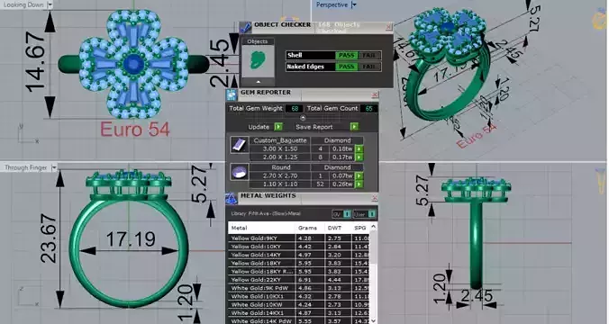 Rose Gold 3dm Ring Flower Design Diamonds and Ruby Model jr00211
