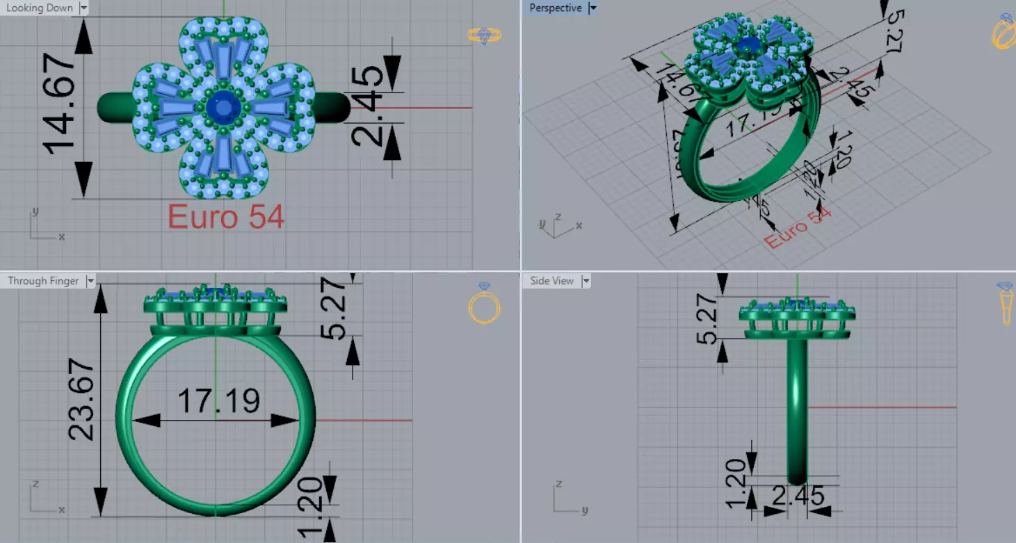 Rose Gold 3dm Ring Flower Design Diamonds and Ruby Model jr00211 3D print model_8
