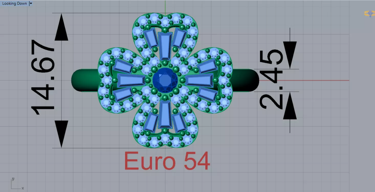 Rose Gold 3dm Ring Flower Design Diamonds and Ruby Model jr00211 3D print model_12