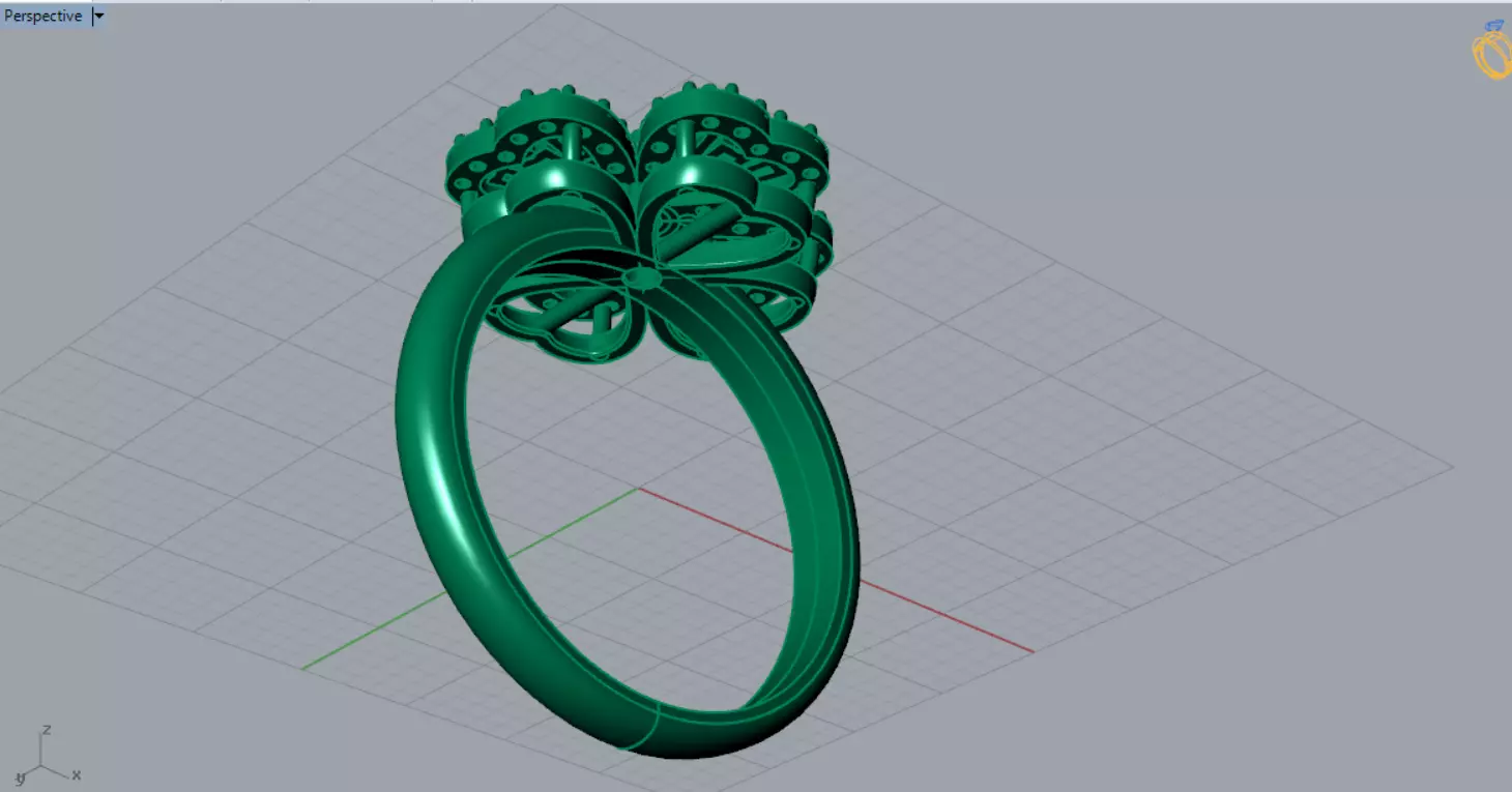 Rose Gold 3dm Ring Flower Design Diamonds and Ruby Model jr00211 3D print model_10