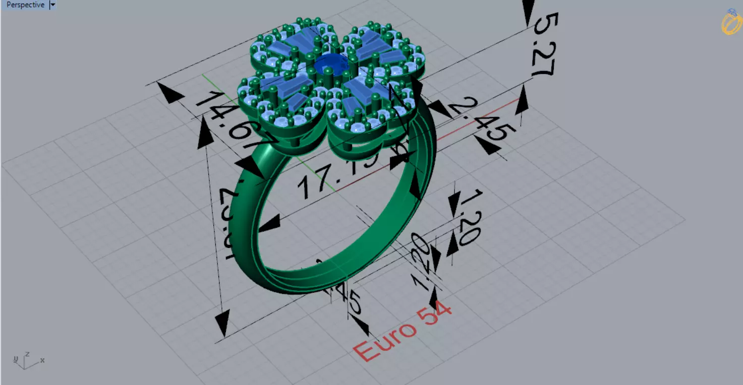 Rose Gold 3dm Ring Flower Design Diamonds and Ruby Model jr00211 3D print model_11