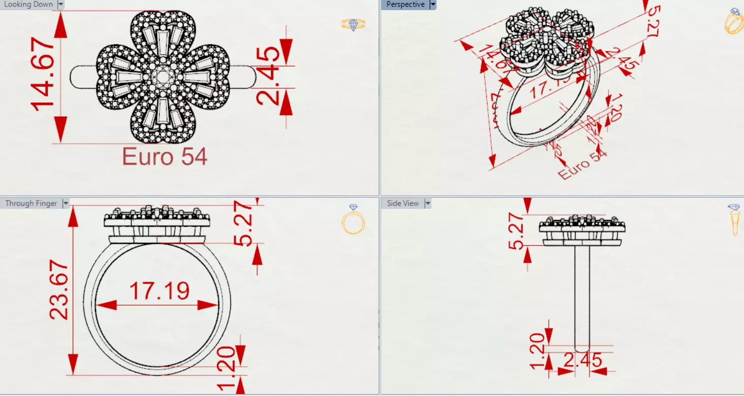 Rose Gold 3dm Ring Flower Design Diamonds and Ruby Model jr00211 3D print model_22