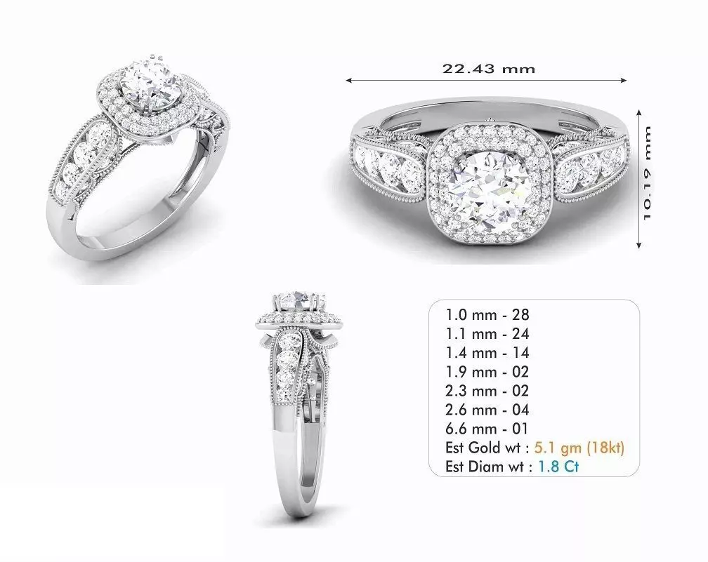 Diamond Wedding Ring 178 Free 3D print model