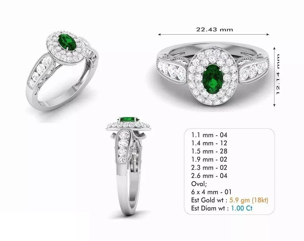 Diamond Wedding Ring 176 Free 3D print model