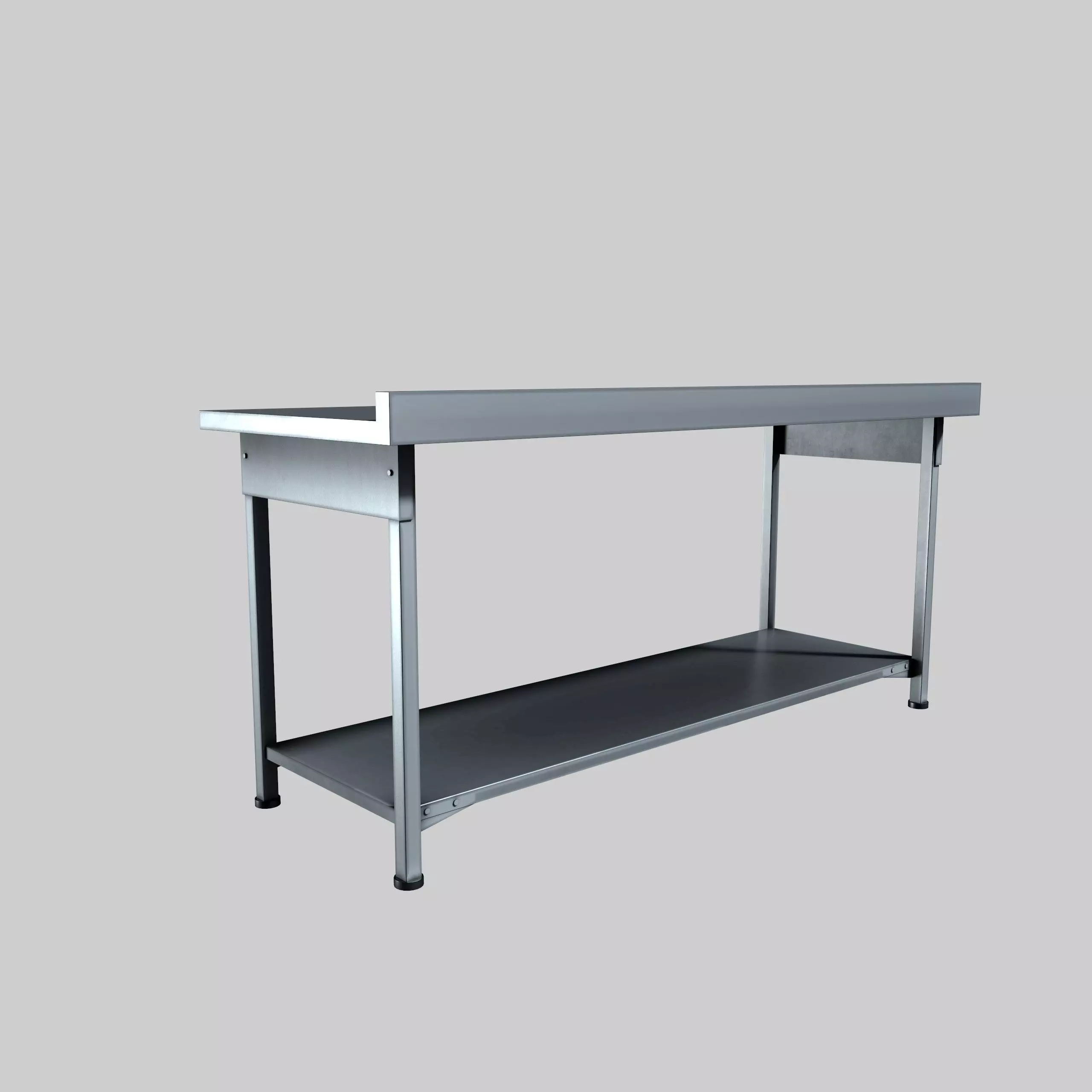 Industrial Stainless Steel Worktable with Shelf and Drawer Free low-poly 3D model
