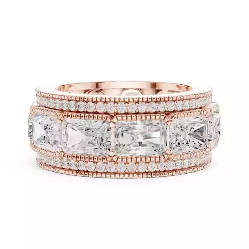 Radiant Cut Diamond Stackable Wedding Band 3DM STL Video 3D print model