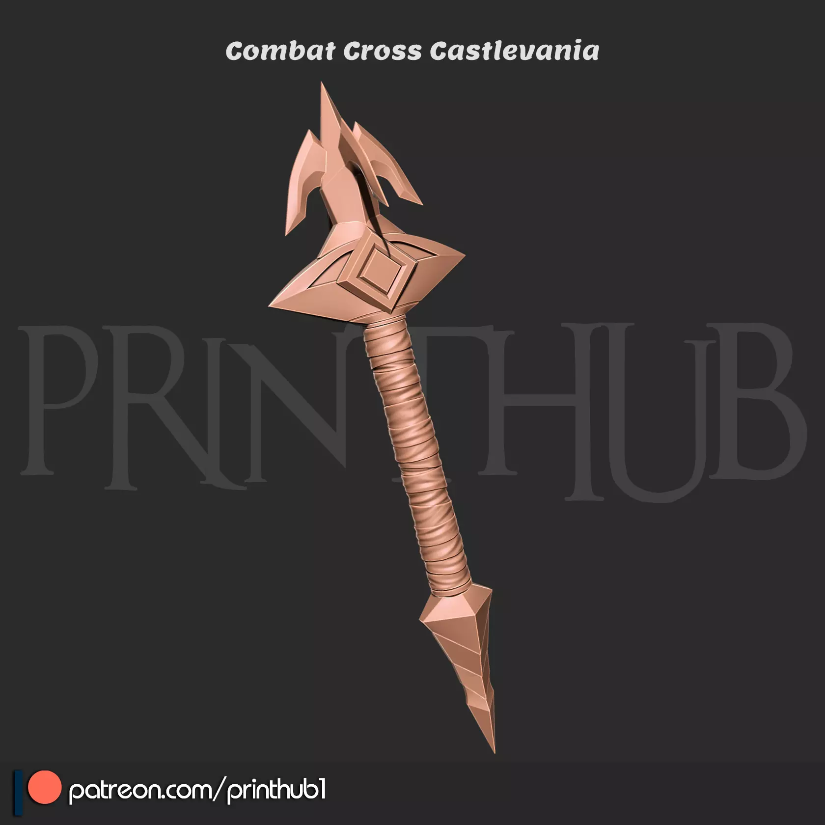 Combat Cross Vampire Killer from Castlevania Cosplay Prop 3D print model_0