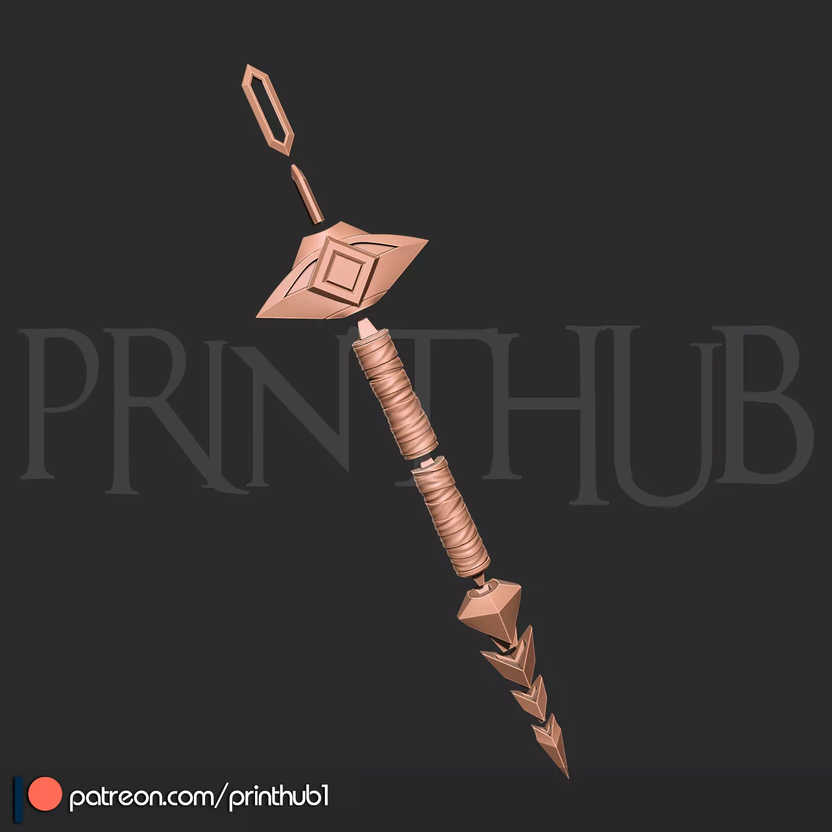 Combat Cross Vampire Killer from Castlevania Cosplay Prop 3D print model_8